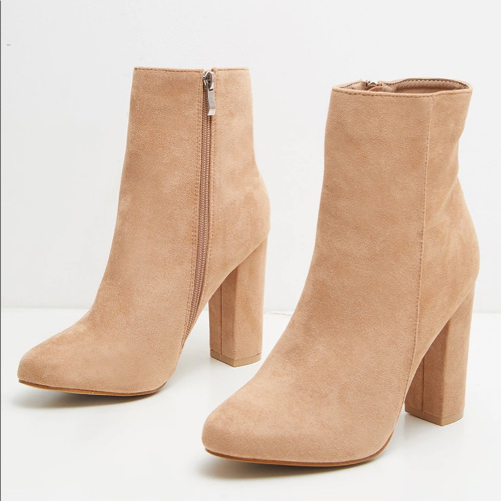 Behati Stone Faux Suede Ankle Boots